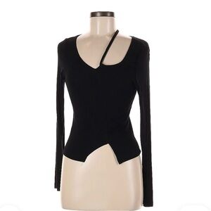 FP LNA Clothing - Black Long Sleeve Top with Asymmetrical Cutouts